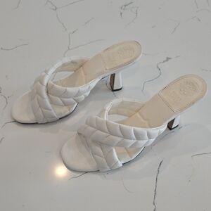 Vince Camuto White Quilted Heeled Sandals, Minimal Wear & In Excellent Condition